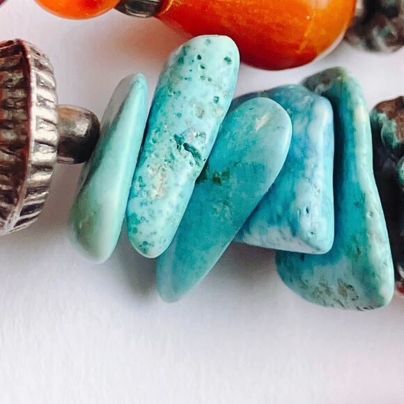 Y2K Carnelian Howlite Glass Wood Boho Artisan Chunky Beaded Necklace 27" - Picture 10 of 11